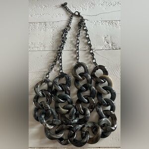 Linea by Louis Dell’Olio grey/taupe tort print plastic multilayer chain necklace